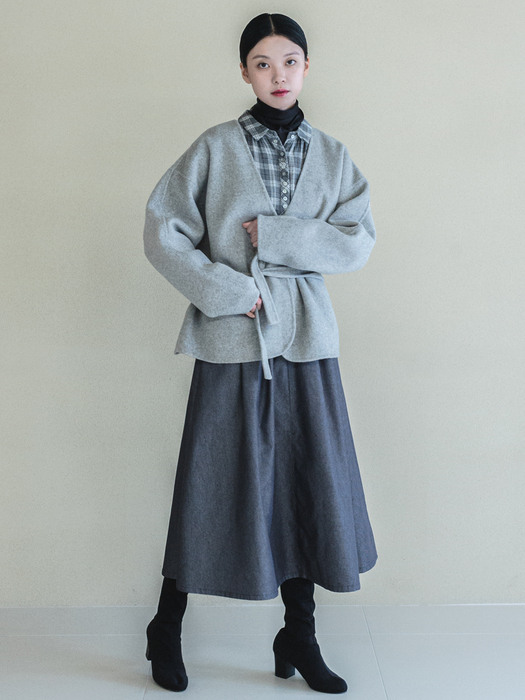 Wool Belted Gray Coat