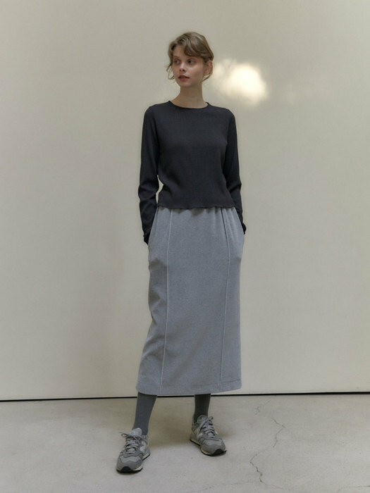 Velour Banding Skirt (Melange Gray)