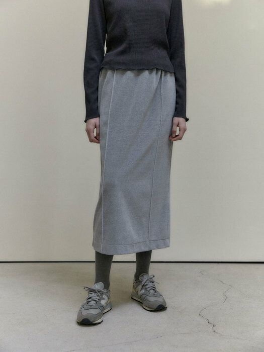 Velour Banding Skirt (Melange Gray)