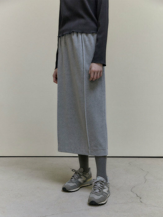 Velour Banding Skirt (Melange Gray)