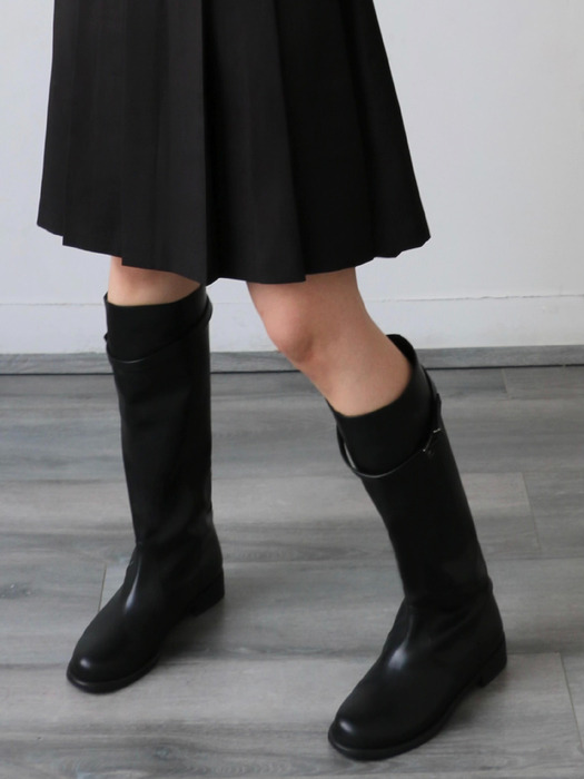 strap round long boots (black)