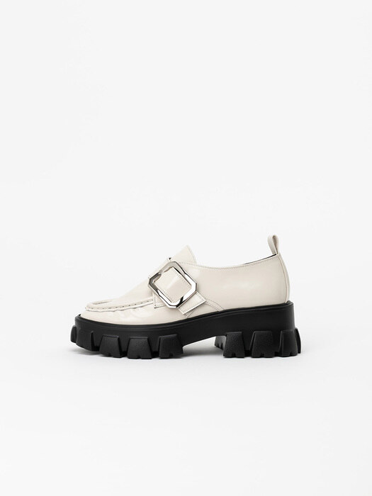 Stringer Monk Strap Lugsole Loafers in White Onyx Box