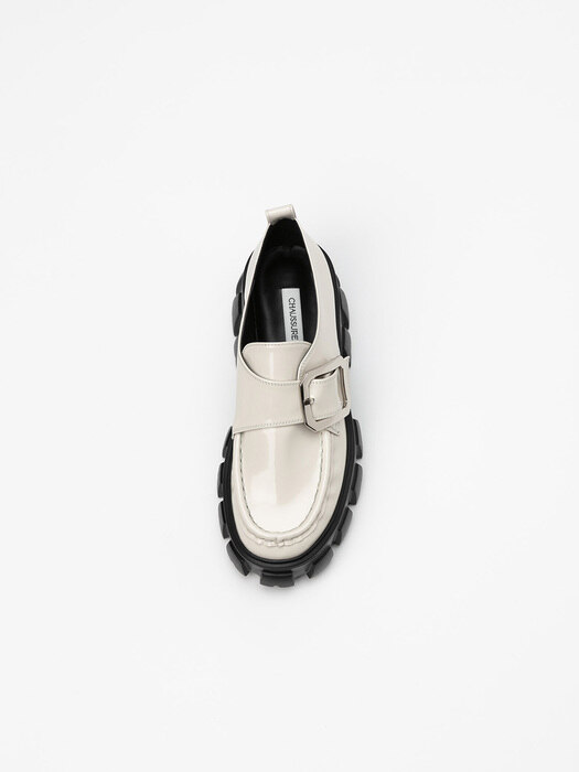 Stringer Monk Strap Lugsole Loafers in White Onyx Box