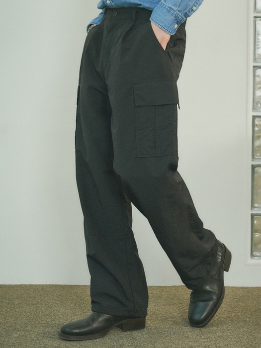 P10005 Utility wide cargo pants_Black