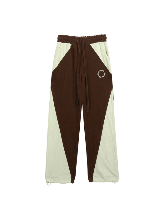 COLOR BLOCK TERRY JOGGER PANTS IN BROWN