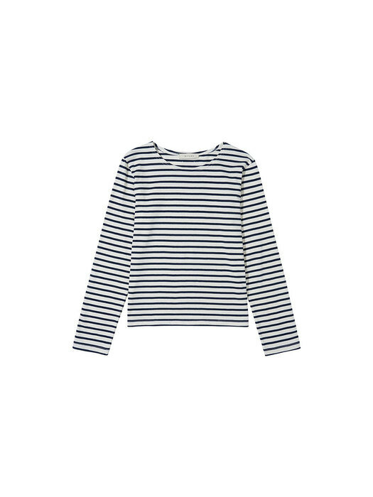 SITP5096 Boat neck stripe T-shirt_Navy