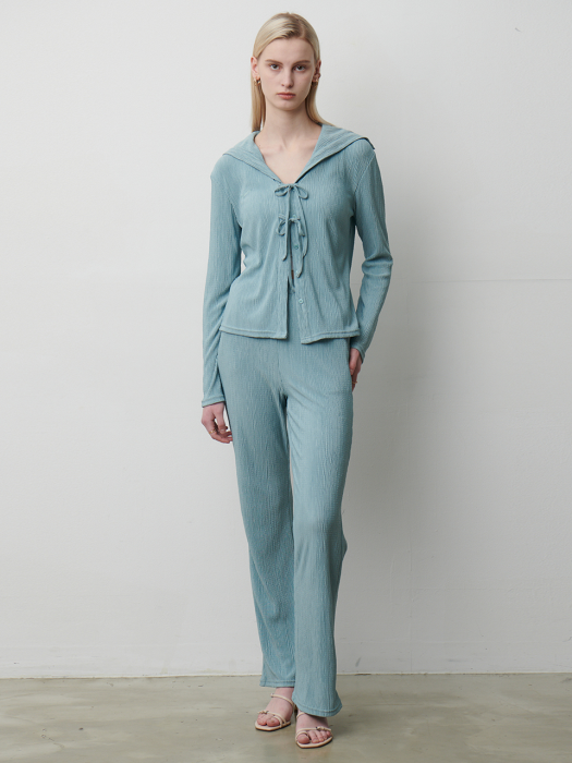Pleats texture blouse pants set-up (2color)