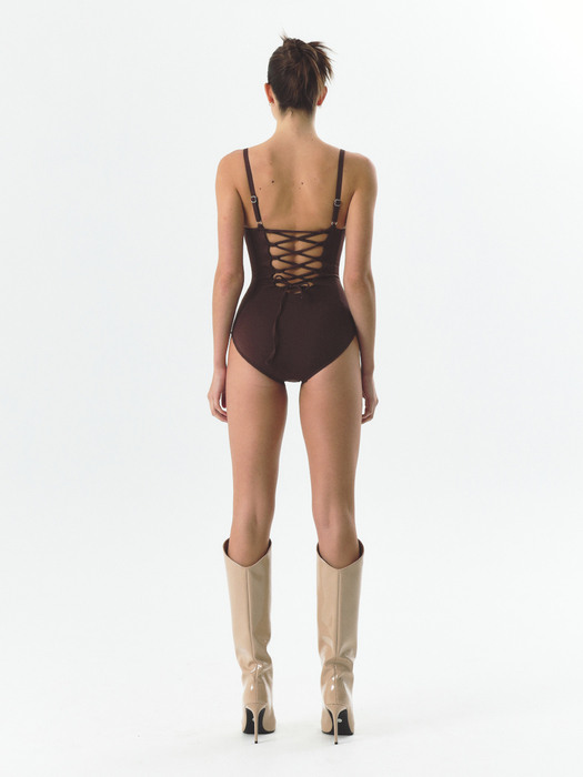 보정 수영복-THE BROWN CORSET SWIMSUIT