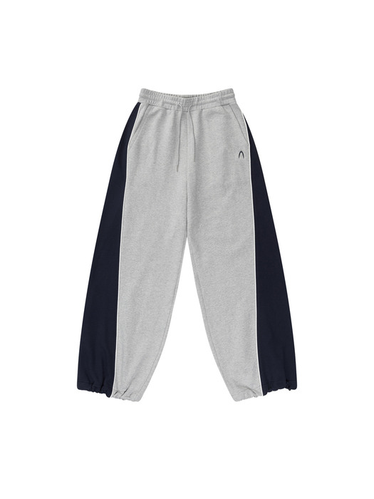 Piping Paneled Sweatpants (Gray-Navy)