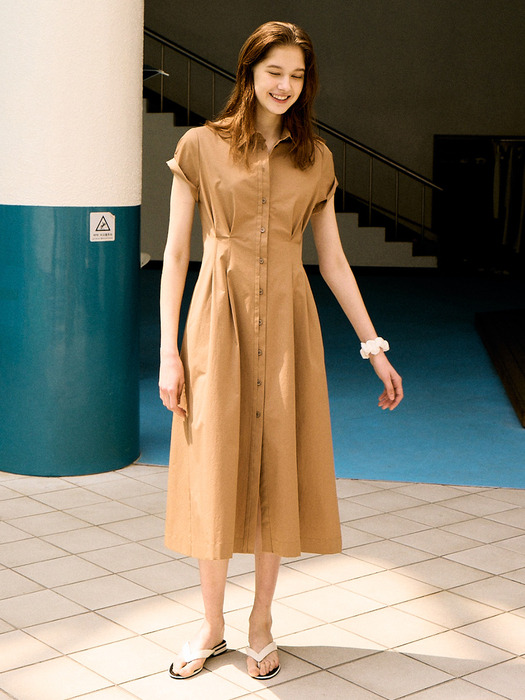 [COTTON] Shirt Collar Tuck Dress_2color