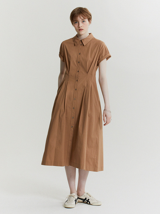 [COTTON] Shirt Collar Tuck Dress_2color