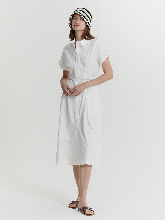 [COTTON] Shirt Collar Tuck Dress_2color