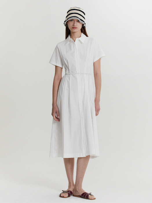 [COTTON] Shirt Collar Tuck Dress_2color