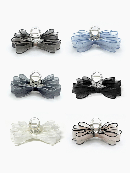 romantic double ribbon silver claw - 6 COLORS