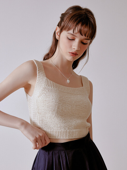 [단독]Rub knit sleeveless (cream beige)