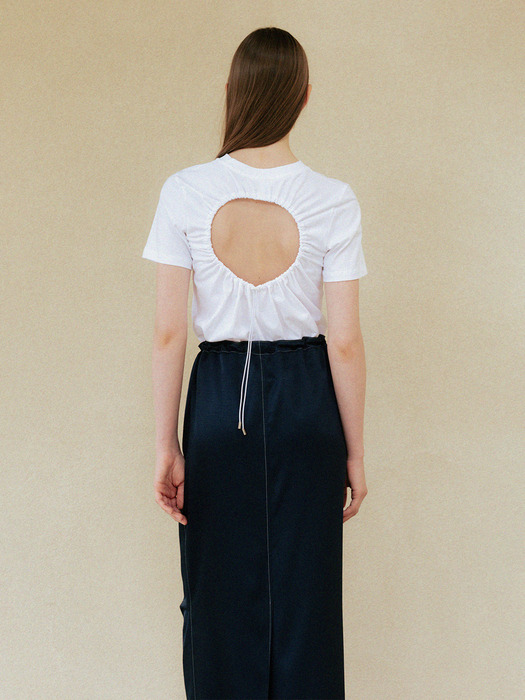 cut-out shirring T (white)