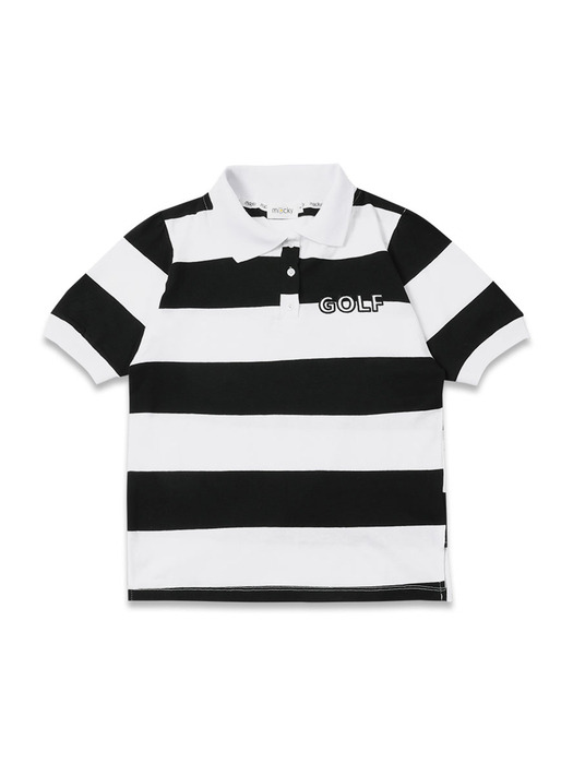 stripe golf T-shirt black