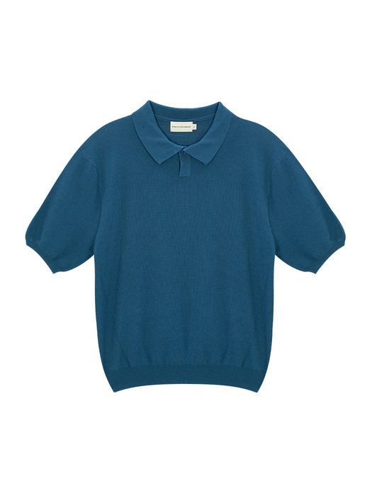 Linen collar half 1/2 knit (cerulean blue)