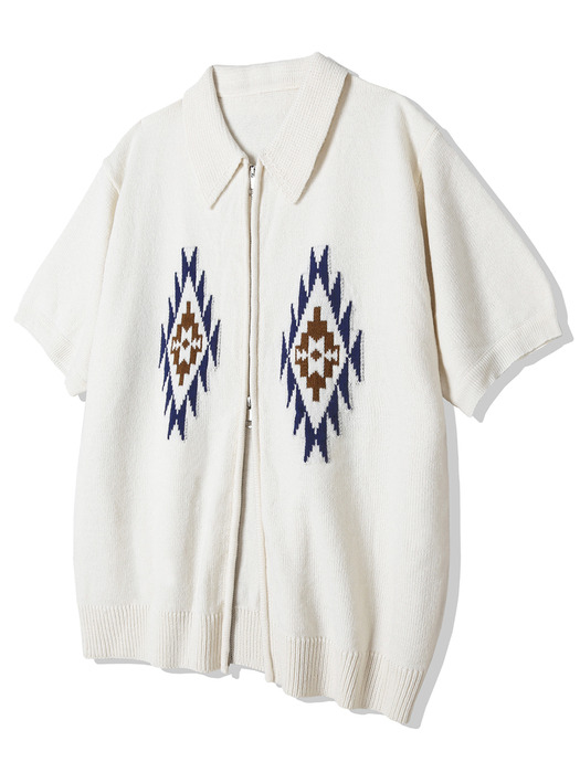 CHIMAYO PATTERN KNIT CARDIGAN CREAM