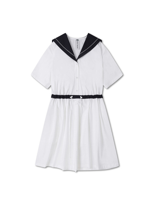 Sailor Collar Waist String Dress_QWDAX23551WHX