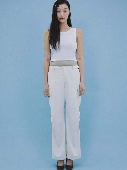 BUTTON TAP CARGO PANTS IVORY