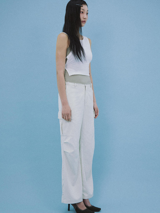 BUTTON TAP CARGO PANTS IVORY