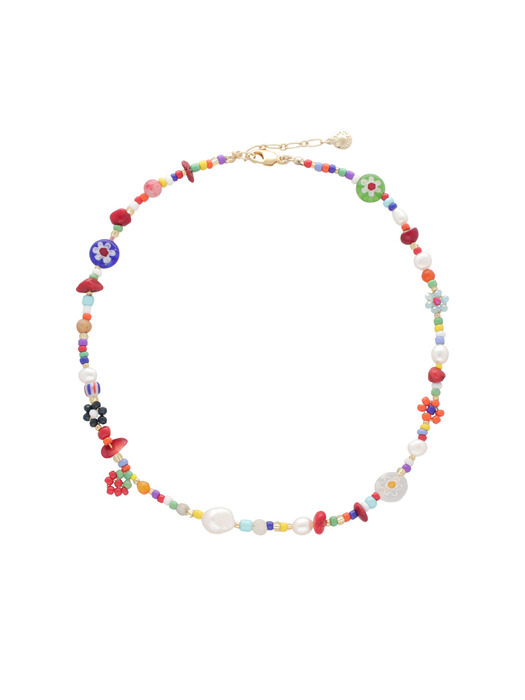Colorful Flower Bead Necklace