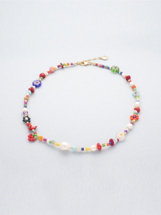 Colorful Flower Bead Necklace