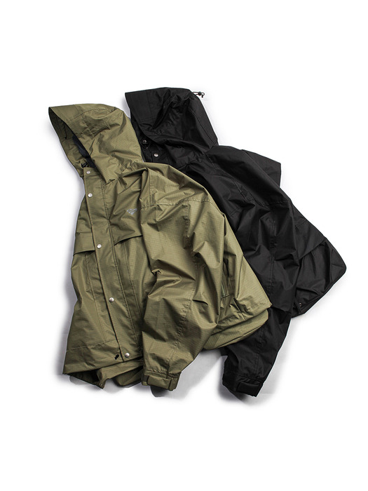 3L Nylon Ripstop Mountain Jacket (Waterproof) -Black-