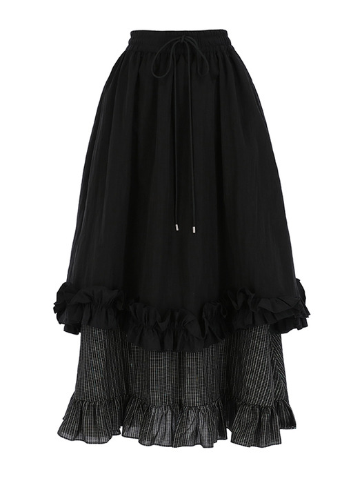 Double Layered Ruffle Skirt_Black