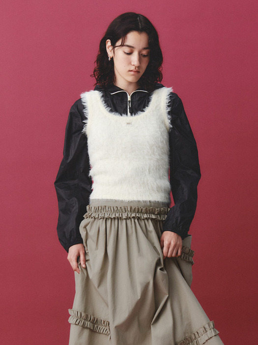 Fluffy Knit Vest Ivory