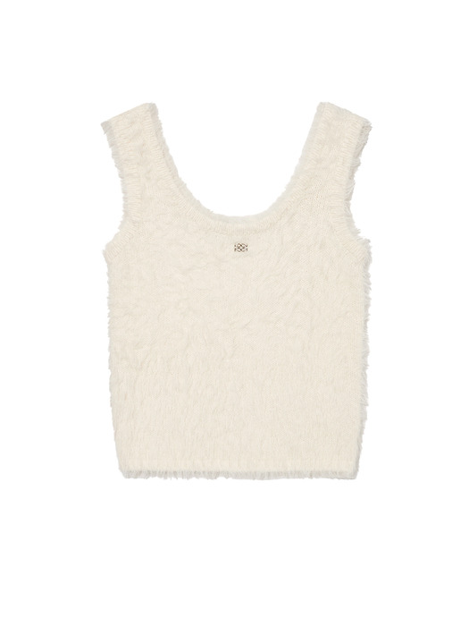 Fluffy Knit Vest Ivory