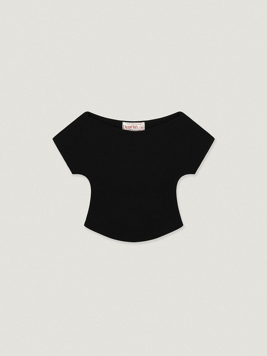 Black Boat-neck Sleeveless T-shirt