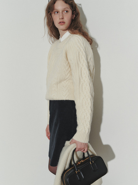 UNISEX CLASSIC FISHERMAN SWEATER CREAM_UDSW3D122IV