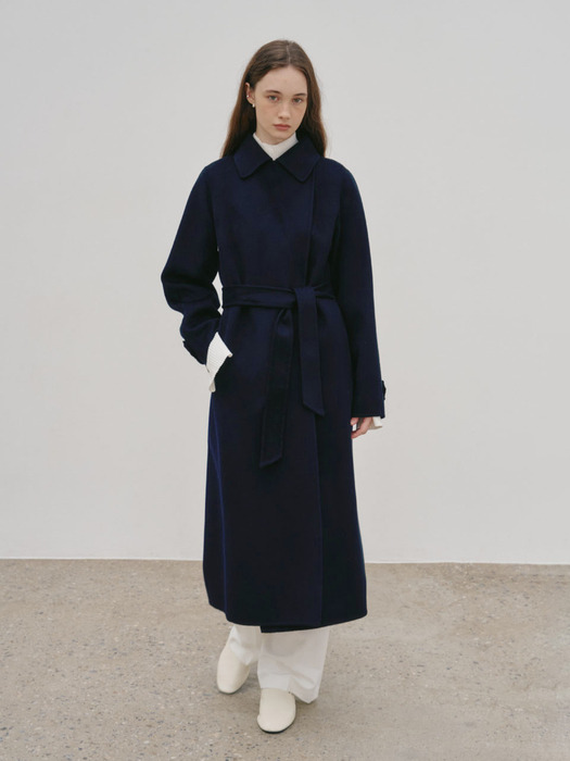 DEVA Minimal Cashmere Handmade Wool Coat_Royal Navy