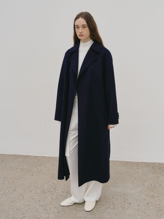 DEVA Minimal Cashmere Handmade Wool Coat_Royal Navy