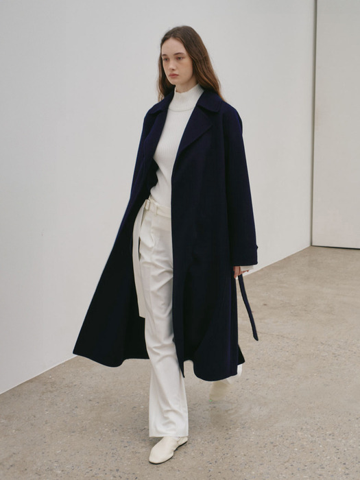 DEVA Minimal Cashmere Handmade Wool Coat_Royal Navy