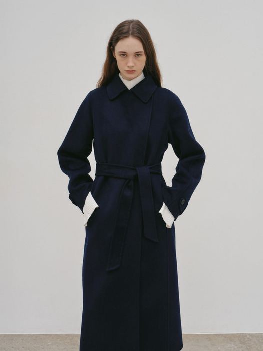 DEVA Minimal Cashmere Handmade Wool Coat_Royal Navy