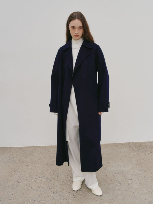 DEVA Minimal Cashmere Handmade Wool Coat_Royal Navy