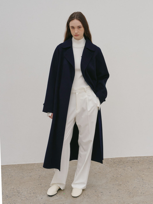 DEVA Minimal Cashmere Handmade Wool Coat_Royal Navy