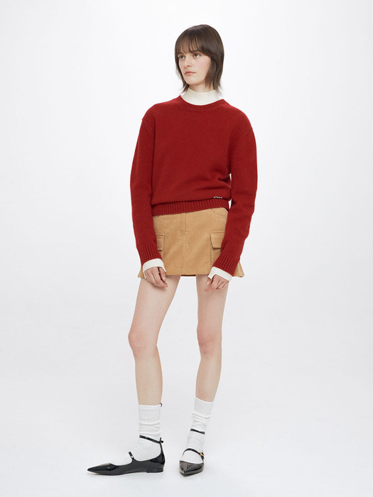 Corduroy Mini Skirt in Beige VW2WS486-91