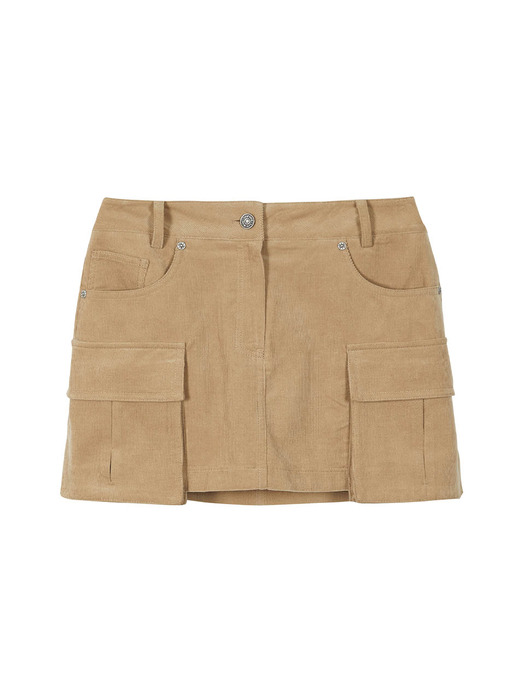 Corduroy Mini Skirt in Beige VW2WS486-91