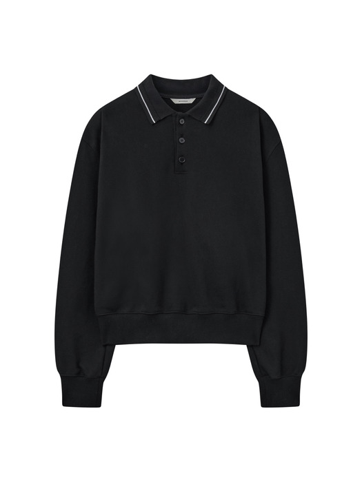UNISEX, MOONSUN Logo Collar Sweat Shirt / Black