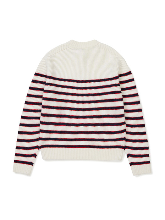 [23FW clove] Henry Neck Stripe Knit (Ivory)