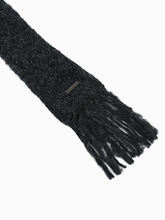 BOKASHI FRINGE MUFFLER, BLACK