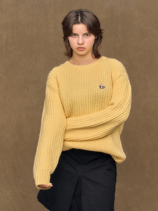 [헤지스 피즈] 옐로우 하찌 크루넥 스웨터 SPSW3F201Y2