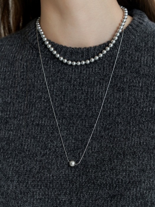 [Silver] Essential Pearl / Chain Long Necklace 8mm (L233MNK060)