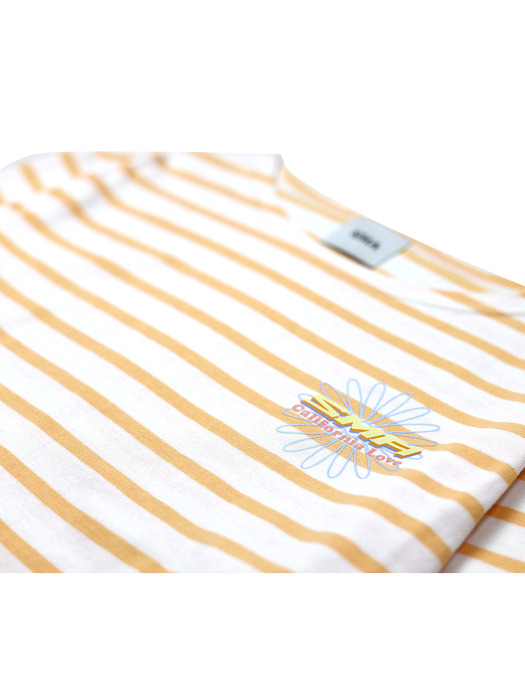 Daisy Long Sleeve Stripe_White Orange Unisex