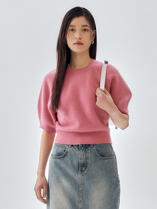 Angora Half Sleeve Knit Top_2color