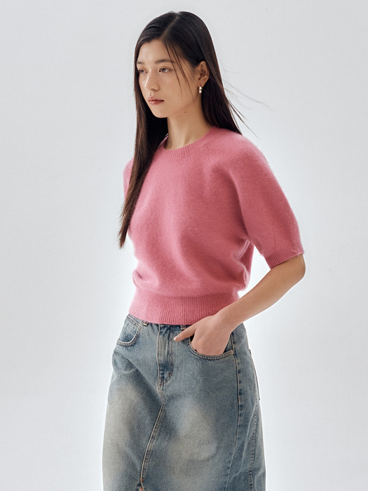 Angora Half Sleeve Knit Top_2color